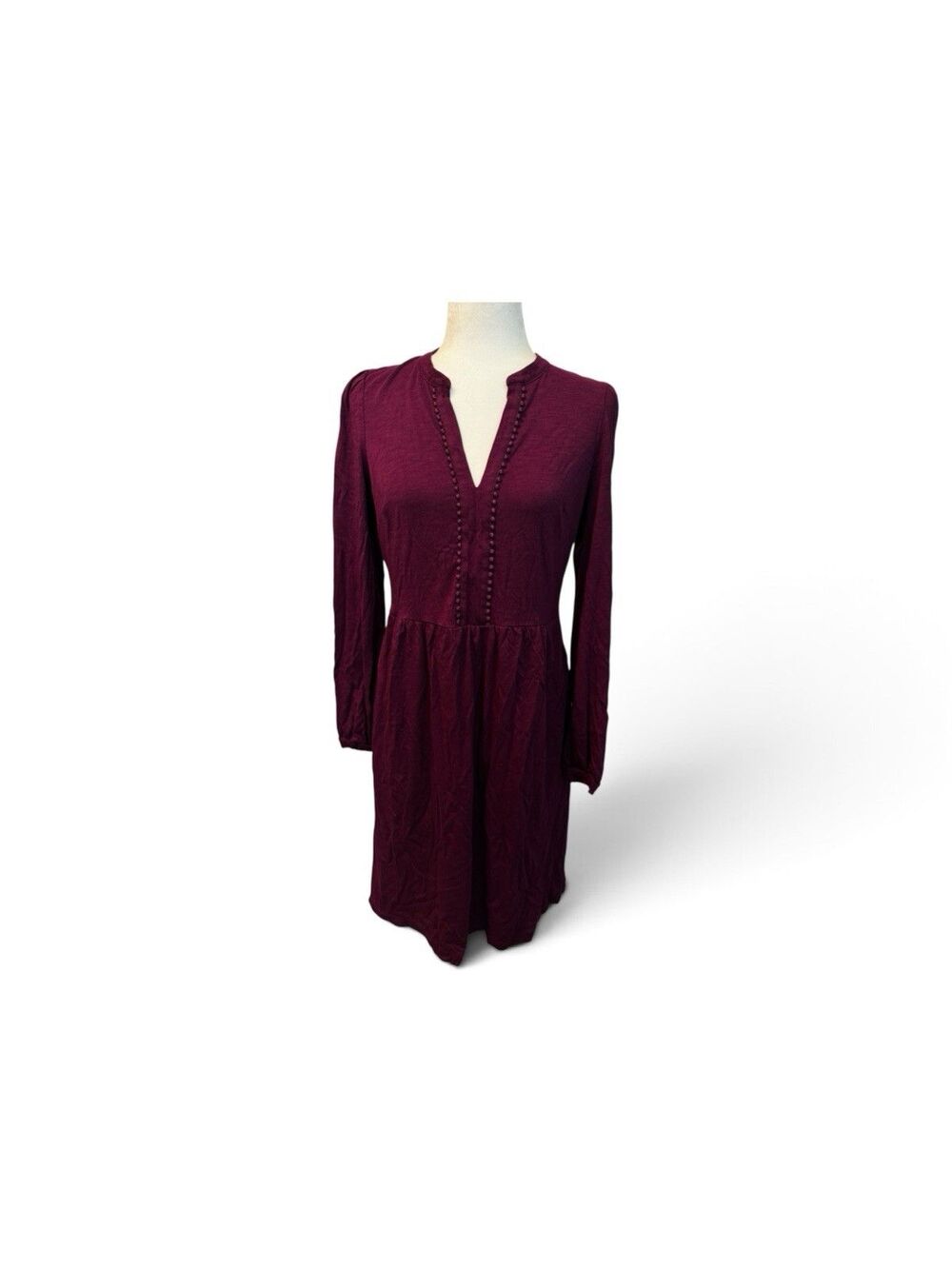 Boden Naomi US Size 8R Magenta Jersey Knit Relaxed Fit V-Neck Knee Length Dress